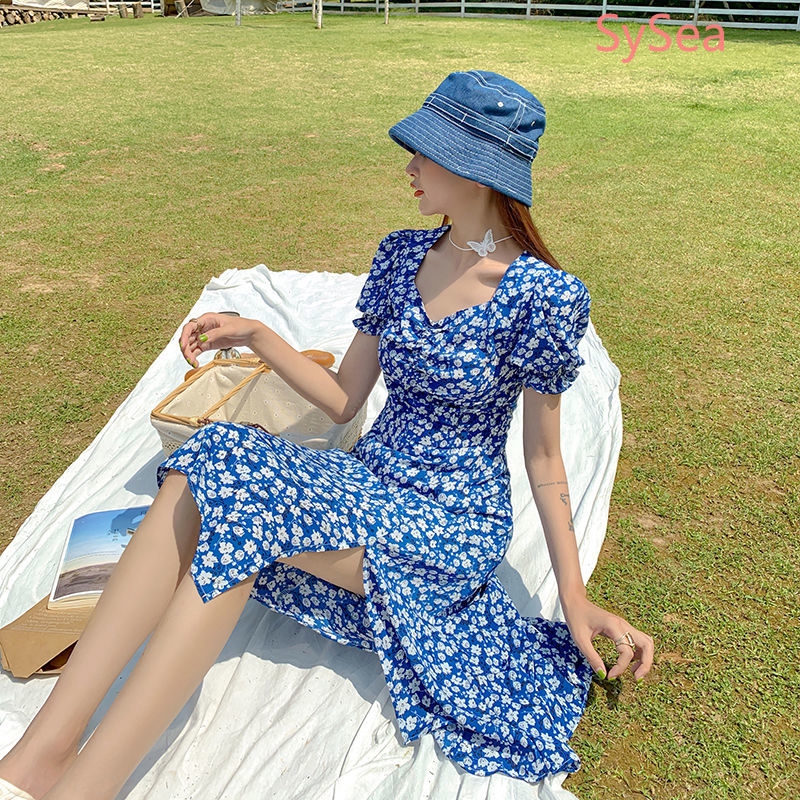 Đầm Dài In Hoa Xẻ Tà Thời Trang Mùa Hè Cho Nữ