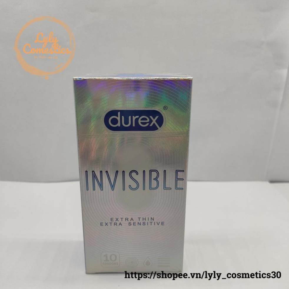 Bao cao su Durex Invisible Extra Thin extra sensitive siêu mỏng siêu mạnh chân thật hương yêu hộp 10c