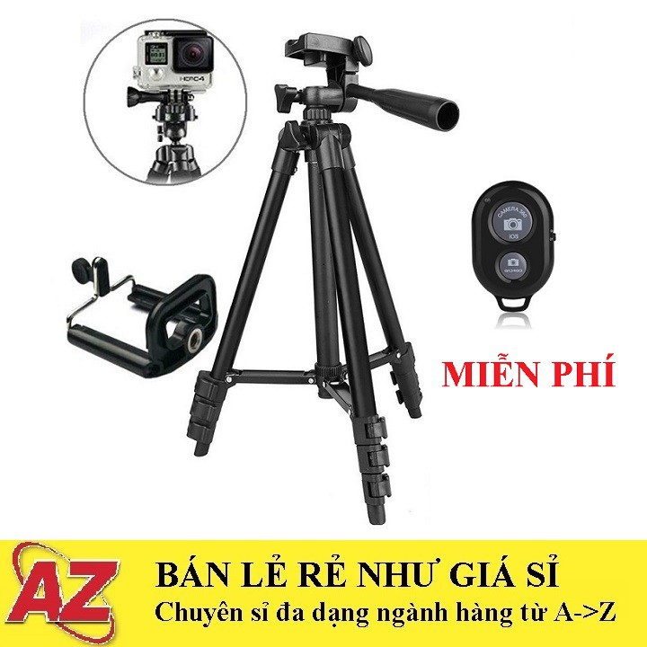 Gậy 3 Chân Tripod TF 3120 Màu Đen Hợp Kim Nhôm- Tặng Kẹp Điện Thoại Và Remote Chụp Hình Bluetooth