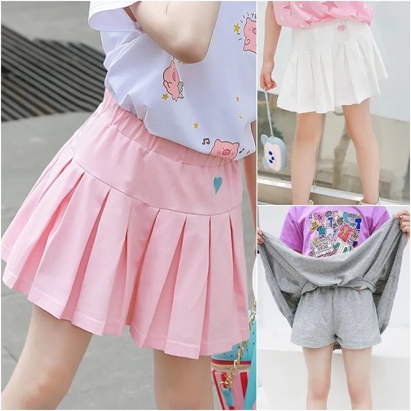 Quần An Toàn Giả Váy Xếp Ly Chống Chói Thời Trang Mùa Hè Xinh Xắn Cho Bé Gái