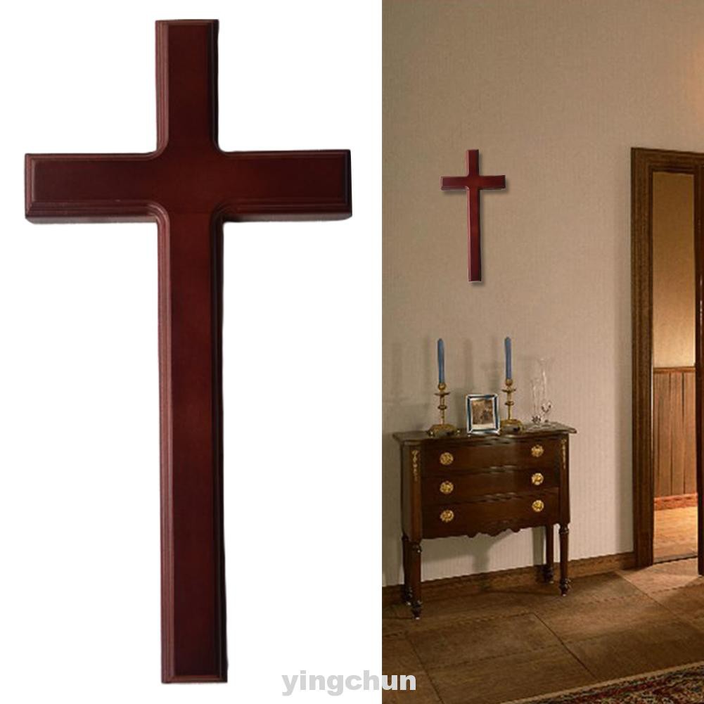 Mô hình cây thánh giá bằng gỗ màu trơn cỡ 32cm dùng trang trí