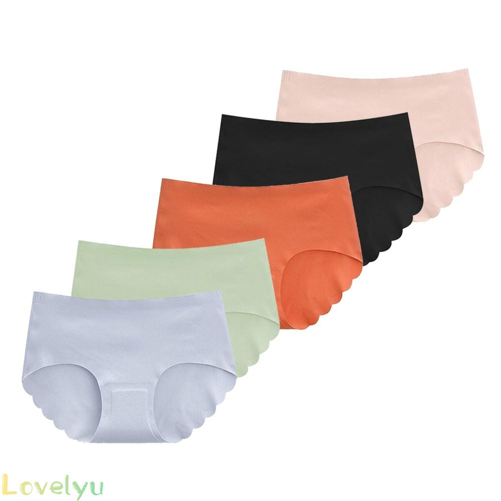 【LOVELYU】Women Underwear Ice Silk Breathable Midwaist Modal Stretch Briefs Solid Color Seamless Xqgspya【Good Quality】