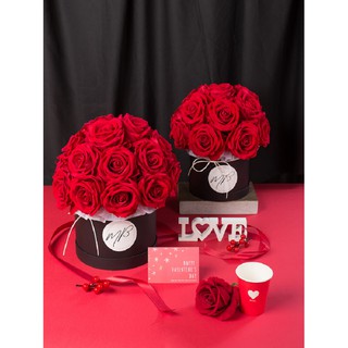 Lẵng hoa lụa tròn Lava Red Velvet