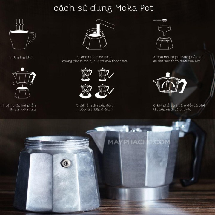 Ấm pha cà phê cafe Moka pot Moka Express 3cup 150ml