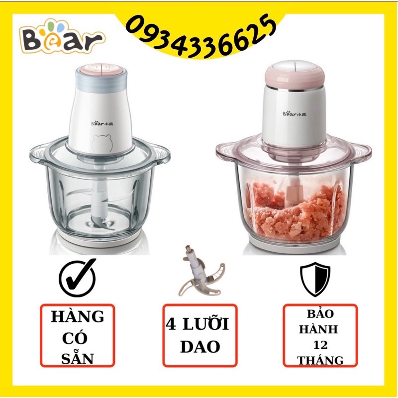 [Mã 253ELSALE hoàn 7% đơn 300K] [ LOẠI 2L BẢO HÀNH 12 THÁNG] Máy xay thịt , xay thực phẩm, xay rau củ quả Bear