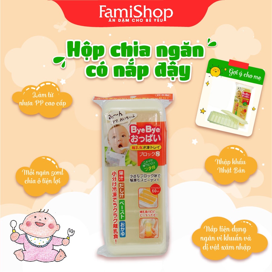 FamiShop Khay trữ đồ ăn dặm cấp đông có nắp đậy Nhật Bản 3180 (Cái)