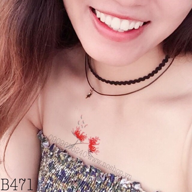 Xăm dán Tattoo hoa lá B471