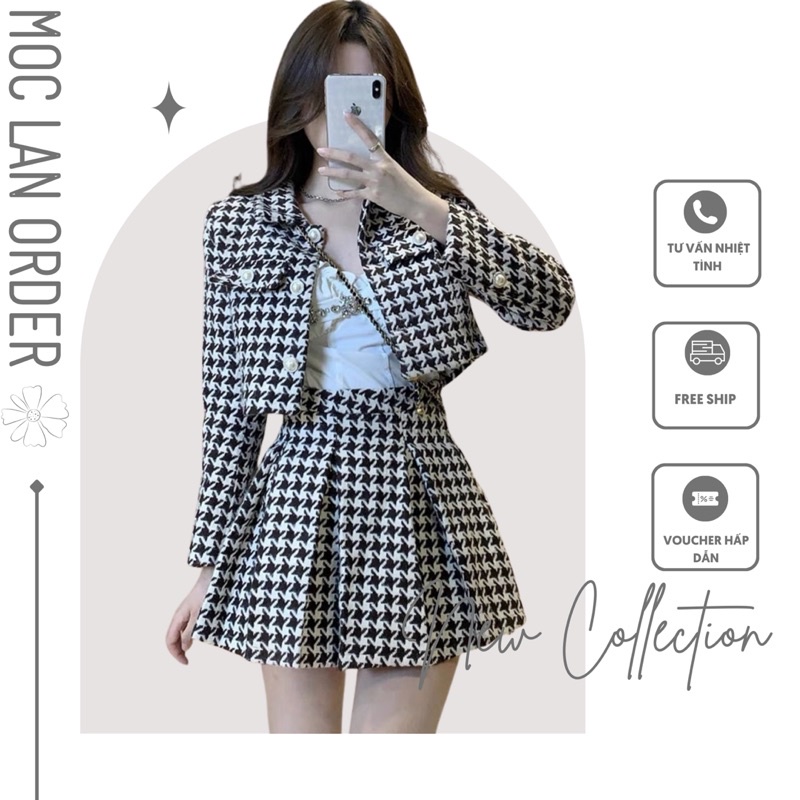 (MộcLan ORDER) áo đôi/ sét dạ tweed dành cho nữ hàng quảng châu chất đẹp không phải hàng may lại
