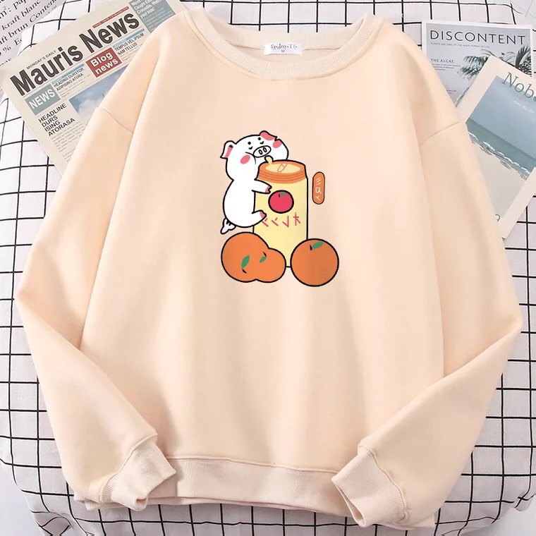 Áo Nỉ Lợn nước ngọt  , Áo hoodie From rộng, tay phồng, Chất nỉ mềm, không xù, ấm áp, Sét bộ mặc cho nam và nữ - MODY