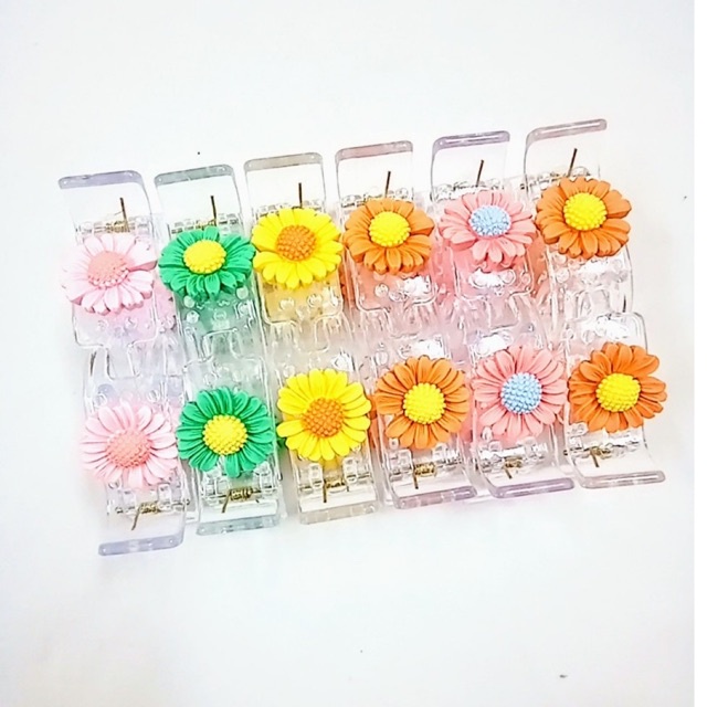 Sỉ 12 Kẹp Càng Cua Nhựa Trong Gắn Hình Hoa Quả 3D Xinh Xắn