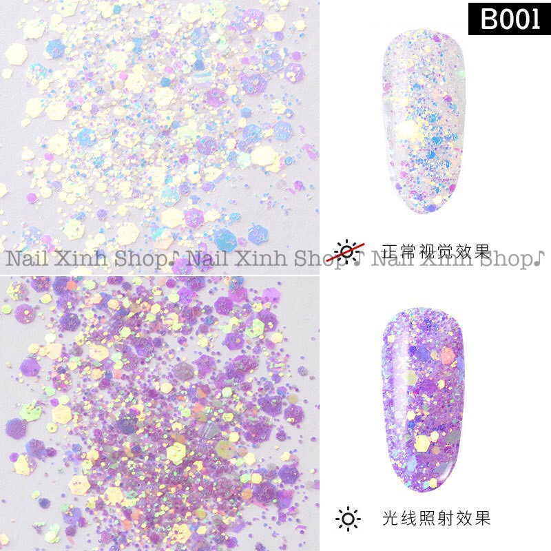 Kim tuyến nail 2 màu ( hiệu ứng xuất hiện sau khi hơ đèn led )trang trí móng nail nghệ thuật Nhật Bản- Nail Xinh Shop