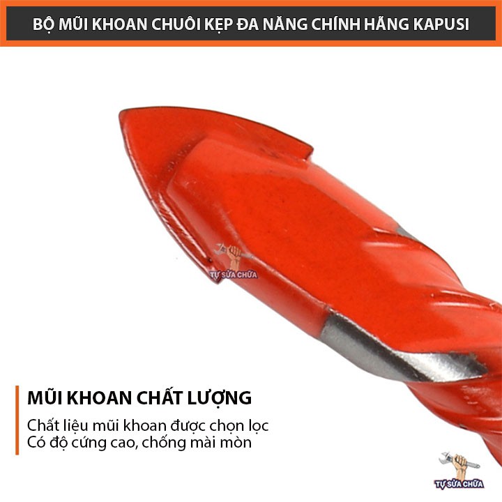 Mũi khoan đa năng chuôi gài chính hãng KAPUSI 6-8-10-12mm loại mới, khoan được trên nhiều chất liệu