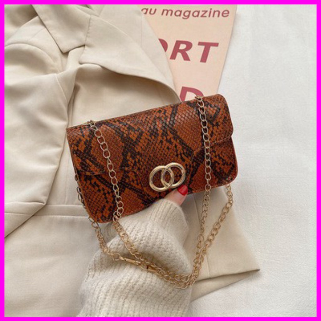 [Hàng loại 1] Túi xách nữ đeo chéo mini họa tiết da trăn phong cách Retro- DC08 túi đeo vai