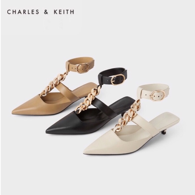 [CK] GIÀY CAO GÓT MŨI NHỌN CK CHAIN LINK ANKLE TRAP