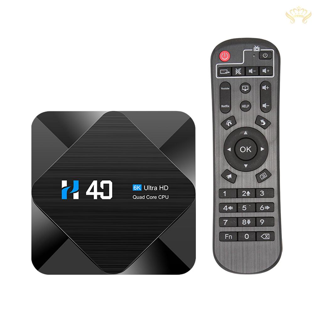 Tv Box H40 Android 10.0 Allwinner H616 Quad-core UHD 4K 6K HDR10 H.265 VP9 4GB / 64GB 2.4G Và 5G WiFi BT4.1 100M LCD Và Điều Khiển Từ Xa