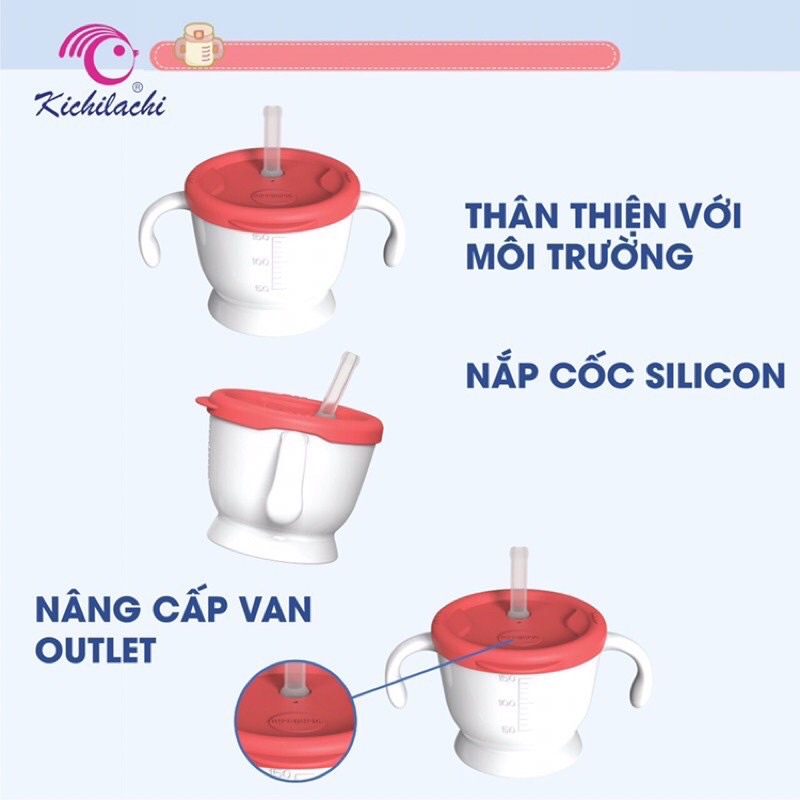 Cốc tập uống, tập hút 3 giai đoạn Kichilachi cho bé yêu