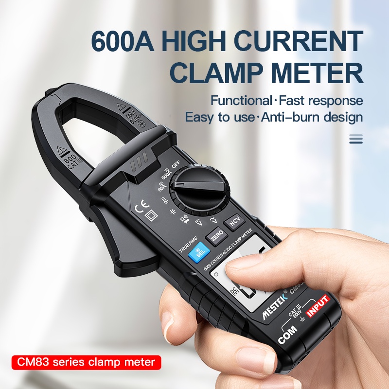 Đồng hồ vạn năng kẹp AC DC đo nhiệt chống cháy bật tắt thông minh đếm 6000 NCV Ohmmeter không tiếp xúc