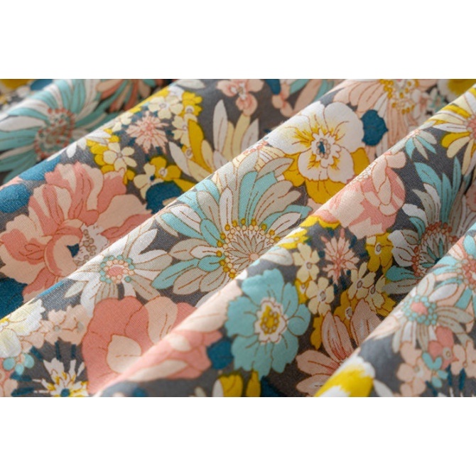 Đầm công chúa BABEPROUD từ cotton họa tiết hoa ngọt ngào ngắn tay mùa hè cho bé 1-6 tuổi