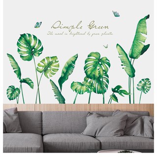 ( GIÁ HỜI )Decal Hàn quốc dán quán trà sữa, spa, tiệm nails, cà phê- Lá cây lớn rời 2 tấm