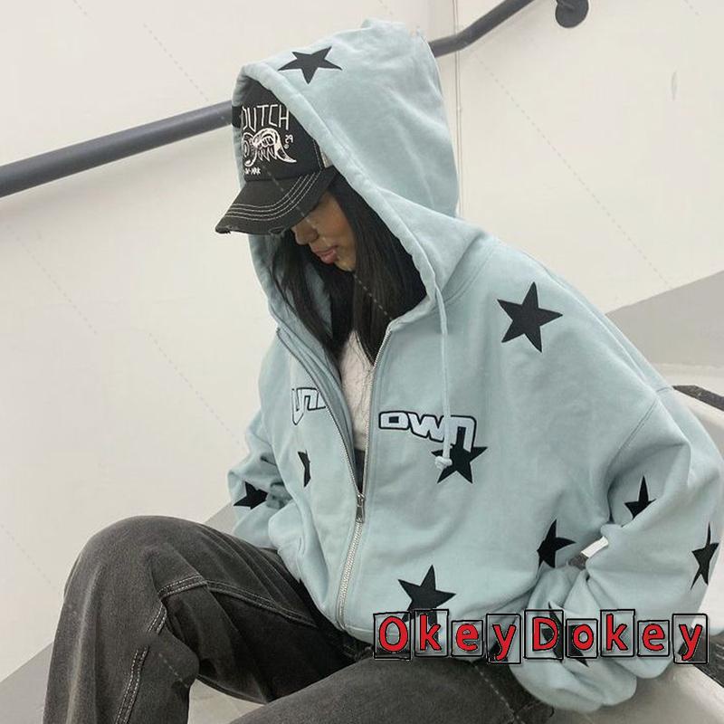 Áo Khoác Tay Dài Có Nón Và Dây Rút In Chữ Dành Cho Nữ