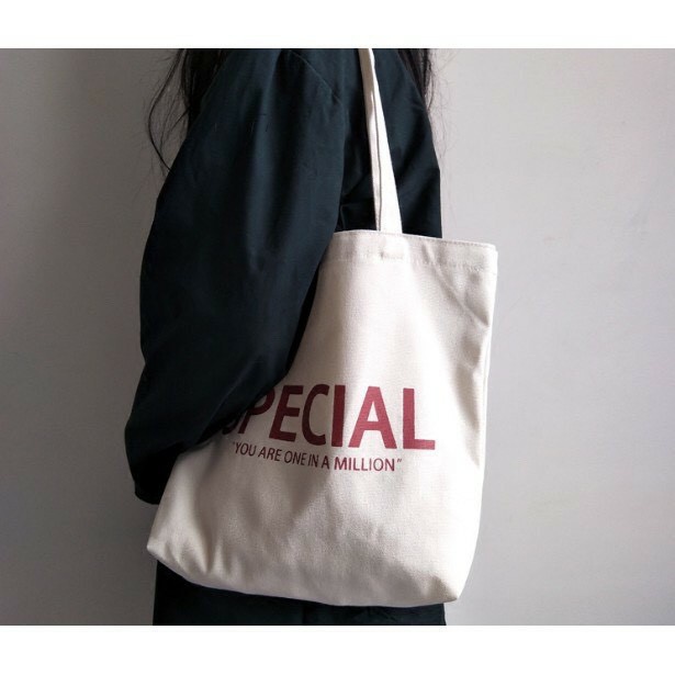 Túi Tote Vải Canvas In Chữ Special Phong Cách Hàn Quốc
