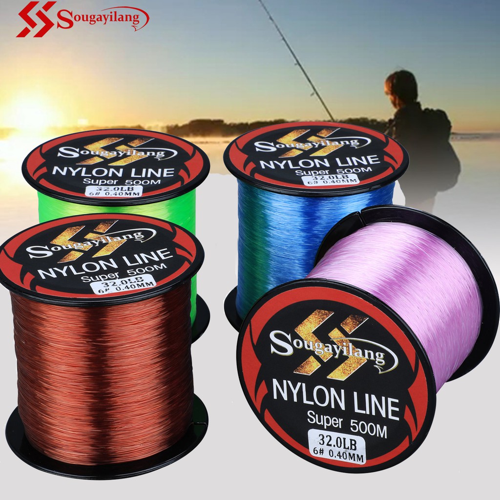 Dây câu Sougayilang 500m, sợi nylon, có thể sử dụng để câu cá cạnh tranh, dài 500 mét: Xanh lá cây, 8.# -0.45mm-36.3lb