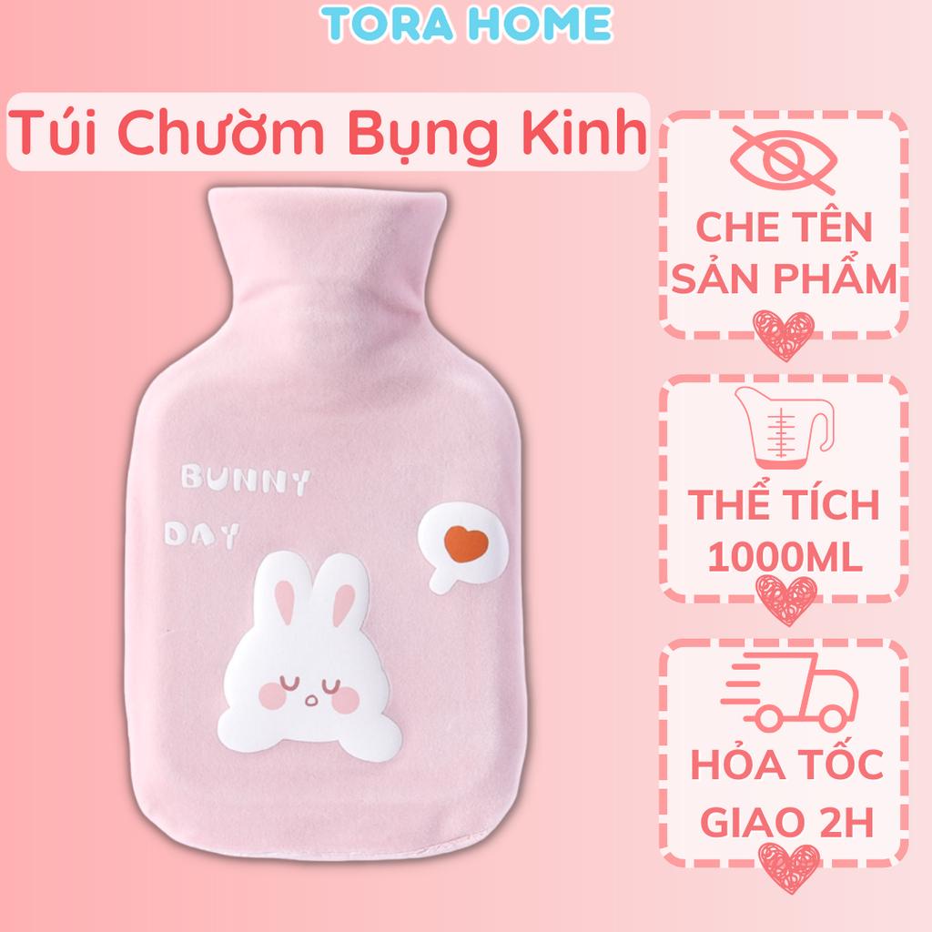Túi chườm bụng kinh, túi chườm nóng 1000ml 2 lớp bọc vải nhung mềm mịn chườm được nóng lạnh đa năng Tora Home