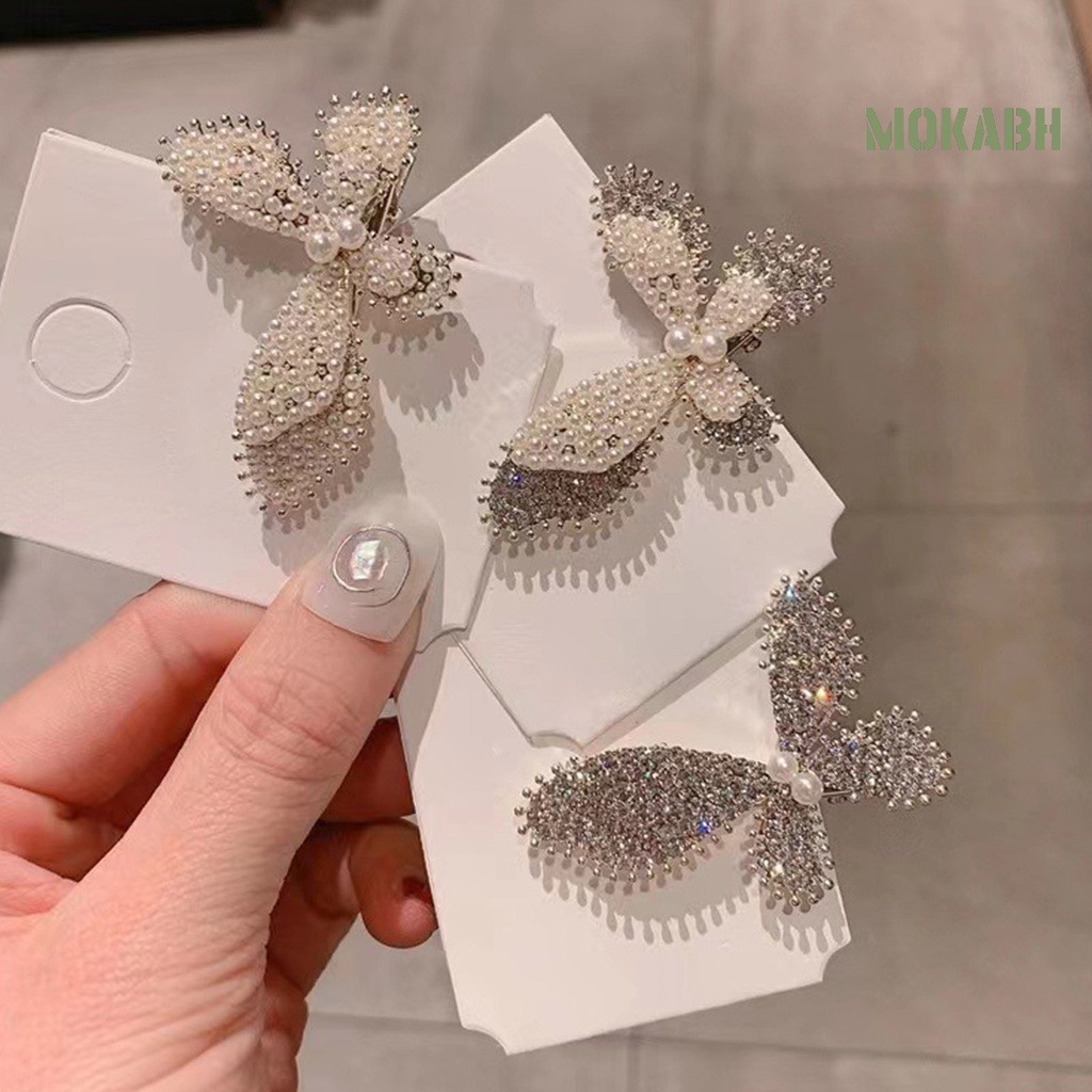 Kẹp Tóc Hình Nơ Đính Ngọc Trai Giả Lấp Lánh