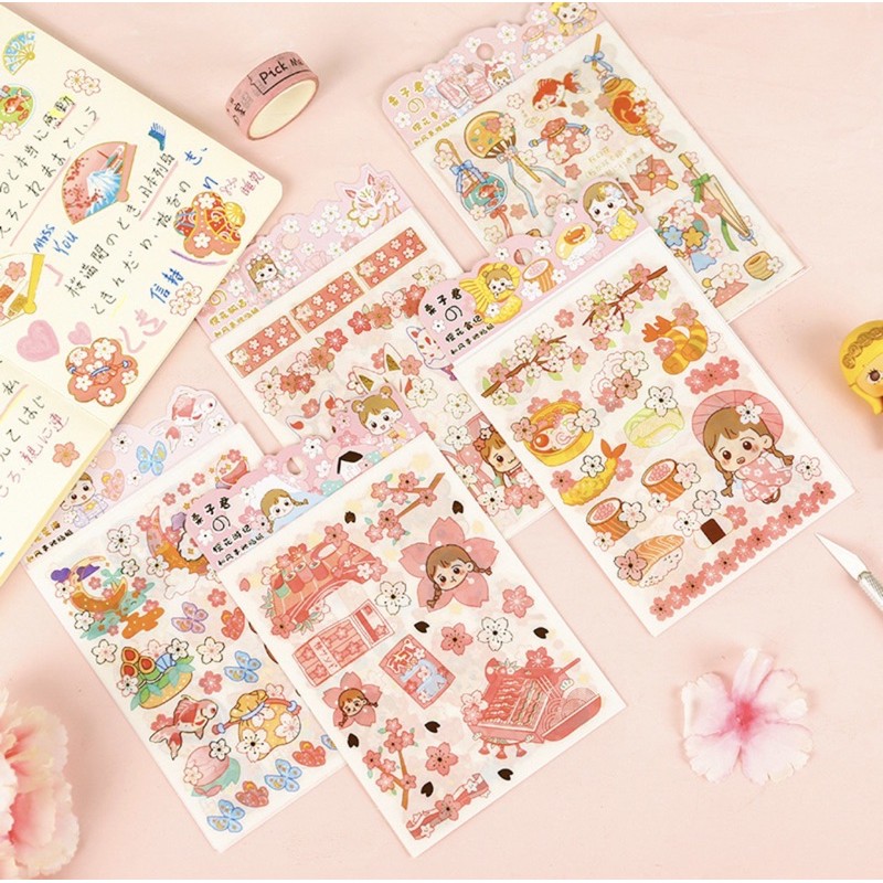Sticker bé gái set 4 tấm mẫu mới