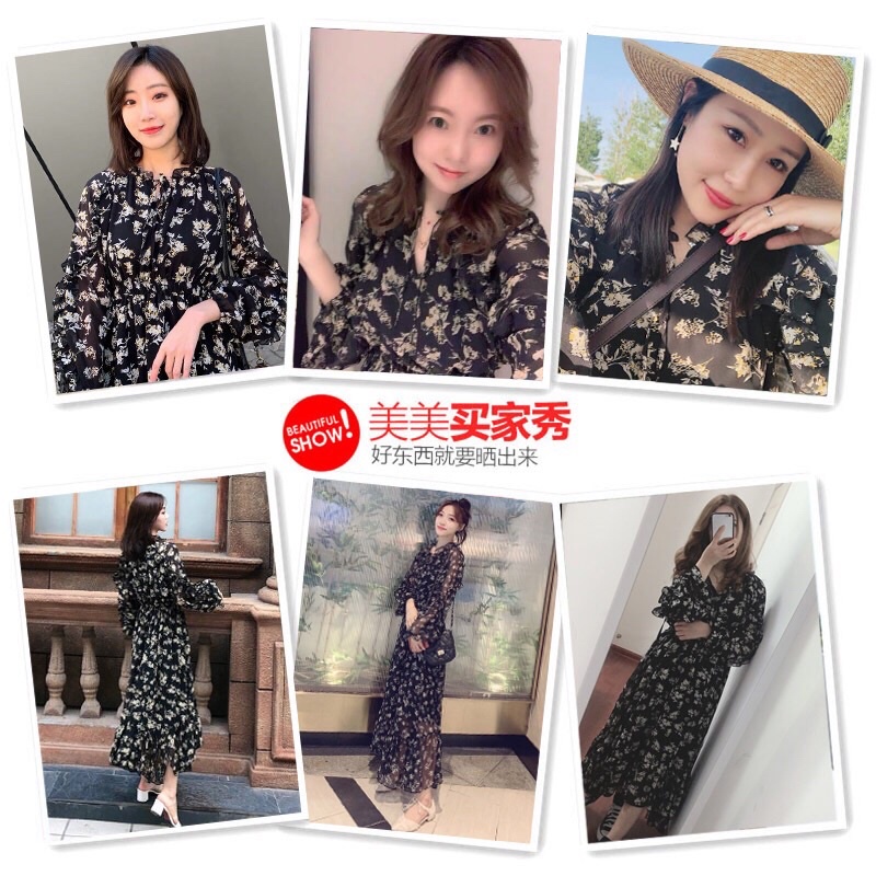 Đầm hoa nhí dáng dài nữ tính nhẹ nhàng