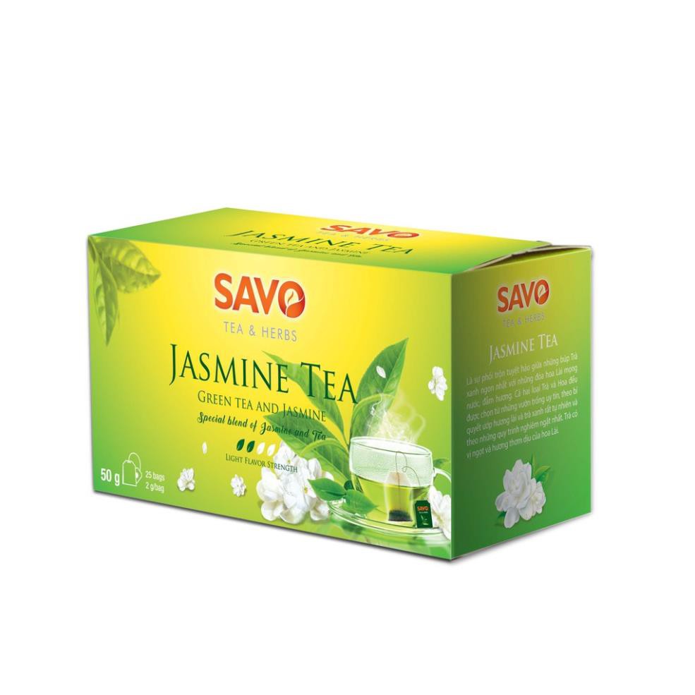 Trà SAVO Lài (Jasmine Tea) - Hộp 25 Túi x 2g