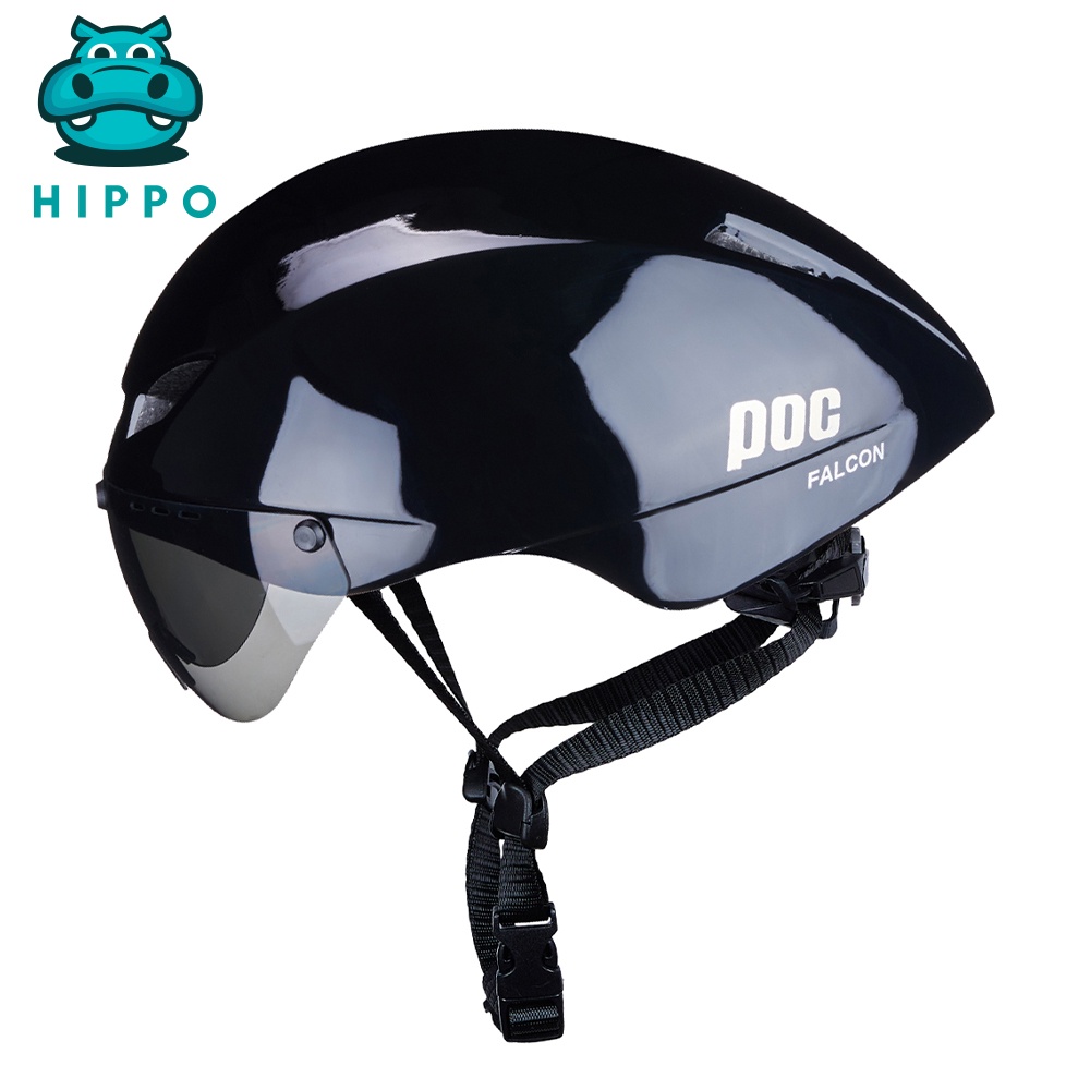 Mũ bảo hiểm xe đạp thể thao Poc Falcon siêu nhẹ chính hãng màu đen bóng - HIPPO HELMET