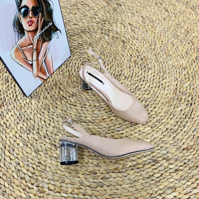 Giày cao gót công sở vimily mũi tròn gót trong suốt 5cm
