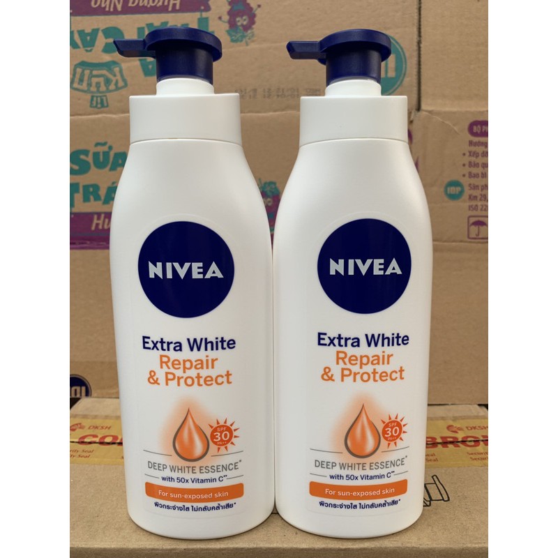 Sữa dưỡng thể dưỡng trắng Nivea giúp phục hồi &amp; chống nắng 350ml(Mầu Vàng)