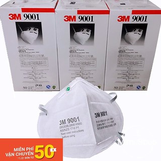 Hộp 50 cái Khẩu trang Nam nữ chống bụi PM2.5 USA 3M 9001