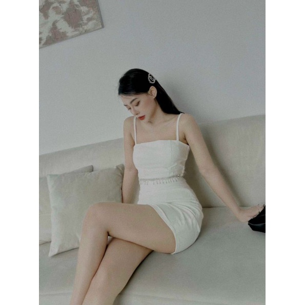 Sét áo croptop 2 dây kết đá chân váy body
