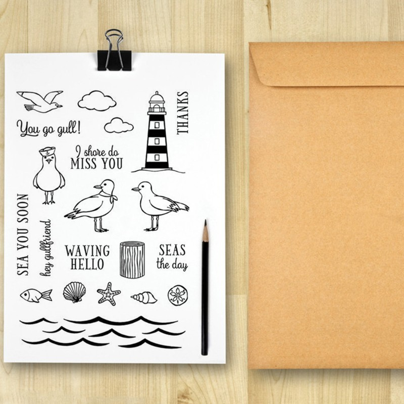 HO Pigeon Lighthouse Seal Stamp with Cutting Dies Stencil DIY Scrapbooking Embossing Photo Album Decor Paper Card Craft
