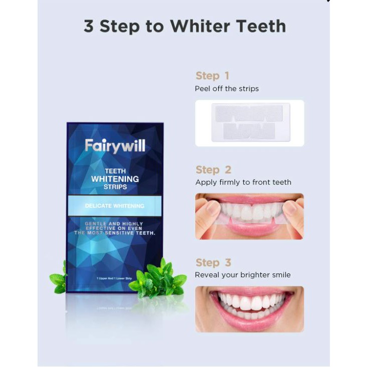 Miếng Dán Trắng Răng FAIRY WILL (thương hiệu Mỹ) - Professional Teeth Whitening Strips