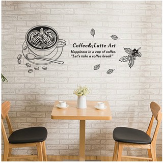 Decal dán tường quán cà phê ly cafe decor giá rẻ