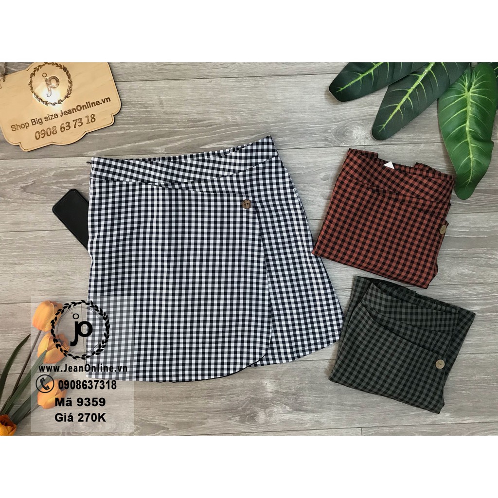[Mã FAGREAT55 giảm tới 50K đơn 250K] Bigsize Nữ - Short Váy Caro Vạt Xéo (MS: 9359) | BigBuy360 - bigbuy360.vn