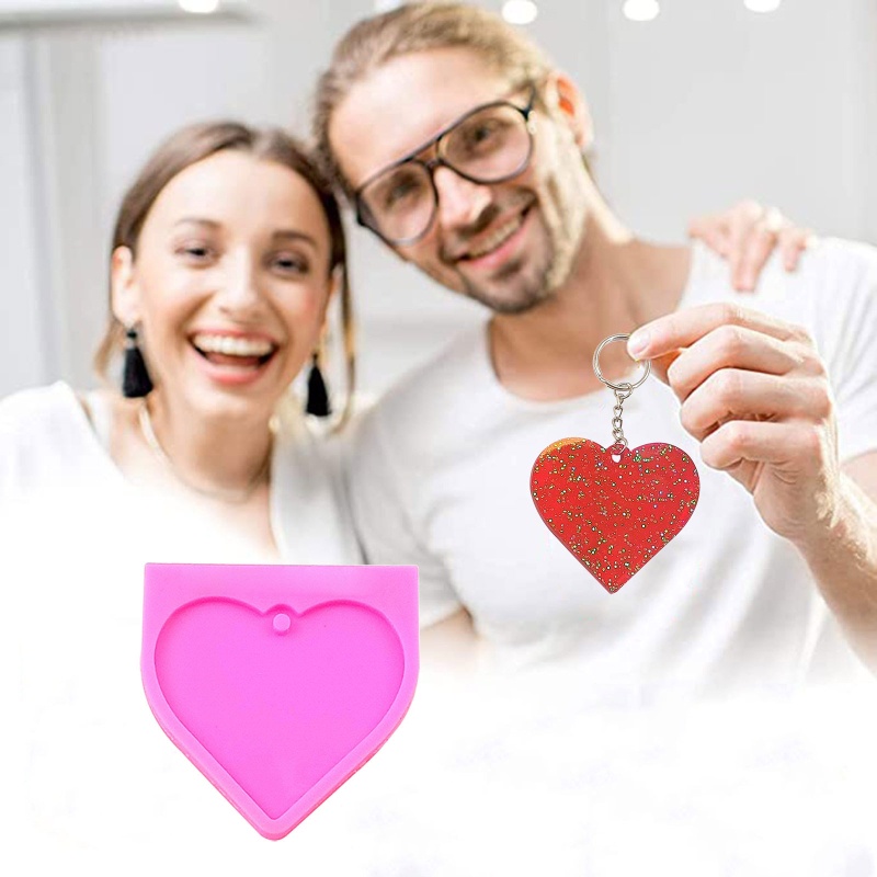 Khuôn Silicone Làm Móc Khóa Hình Trái Tim
