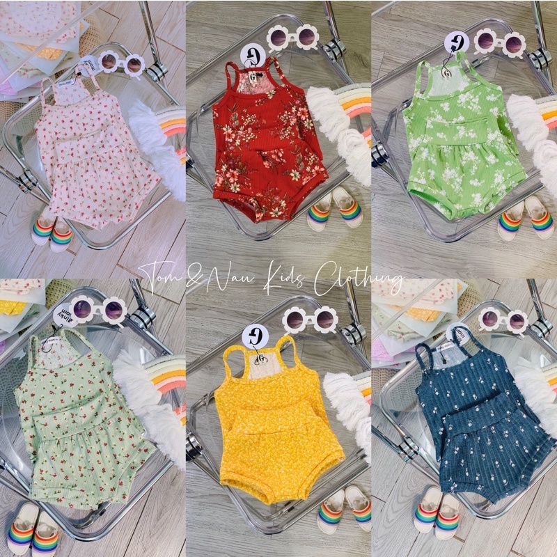 (LÔ MỚI)(SIZE 6-18KG) Đồ bộ 2 dây bé gái thun gân siêu mát mùa hè