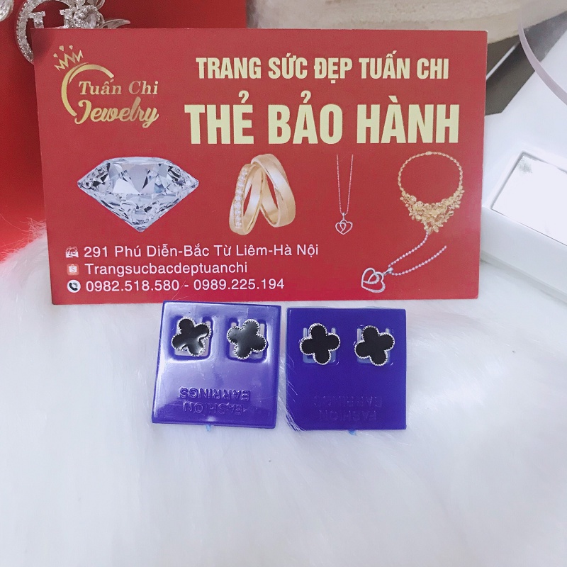 FREESHIP Khuyên Tai Nữ, Bông Tai Bạc Hình Cỏ Bốn Lá Cá Tính, Mang Lại May Mắn