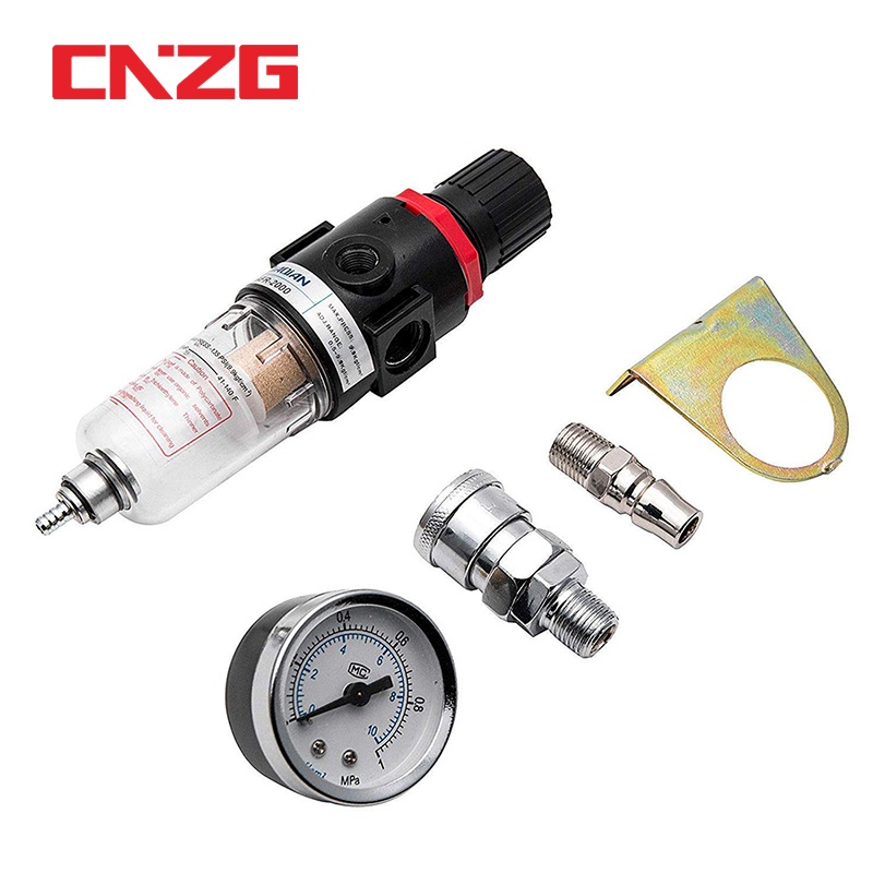 Bộ lọc máy nén khí CNZG AFR2000 kép van điều áp có 2 đầu nối tiện lợi