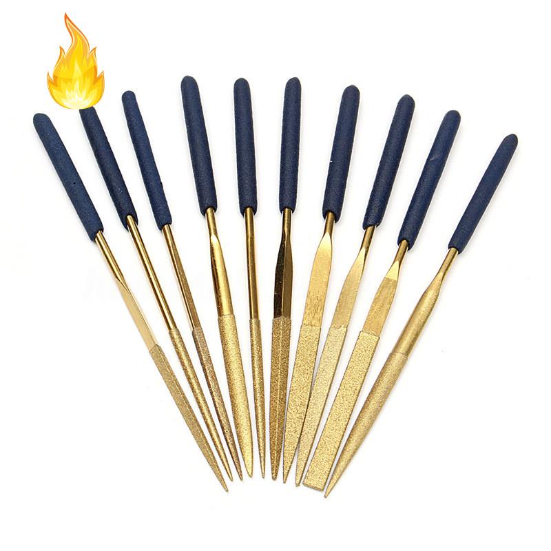 Set 10 bộ mũi mài titan phủ kim cương phẳng dùng làm thủ công kim loại