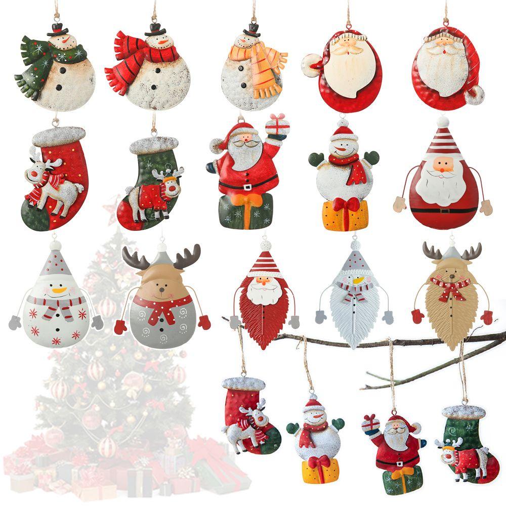 Phụ Kiện Treo Trang Trí Giáng Sinh Bằng Sắt Sơn Kim Loại Hình Ông Già Noel Tuần Lộc