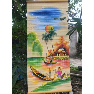 Mành tre mini trang trí tết có vẽ hình