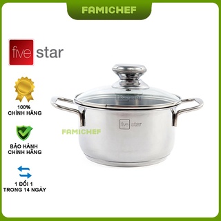 Nồi inox 3 đáy nắp kính fivestar 16cm fsn16001