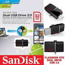 Usb Sandisk + Otg 32gb + Otg 3.0 Hiệu Sandisk Fd Plus
