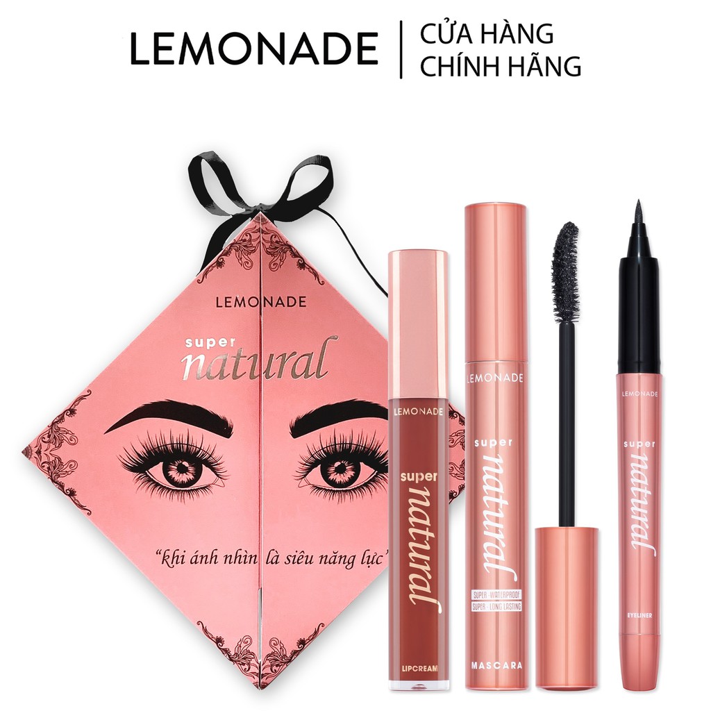 Combo trọn bộ Lemonade SuperNatural gồm 01 son kem 5g và 01 Mascara 7.5g 01 Eyeliner 1g